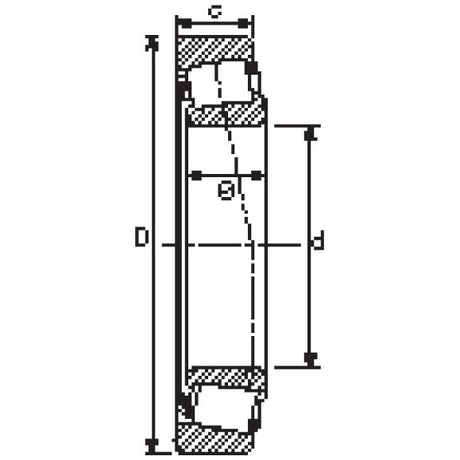 Technical drawing of a cylindrical component, specifically the Sparex Taper Roller Bearing (07100S/07210X) - S.45, with cross-sectional shading. Annotated with dimensional labels D, d, and C indicating critical measurements in metric units of height and diameters.