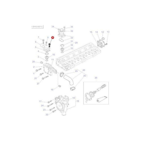 Massey Ferguson - Bolt Thermostat Housing - 3640628M1 - Farming Parts