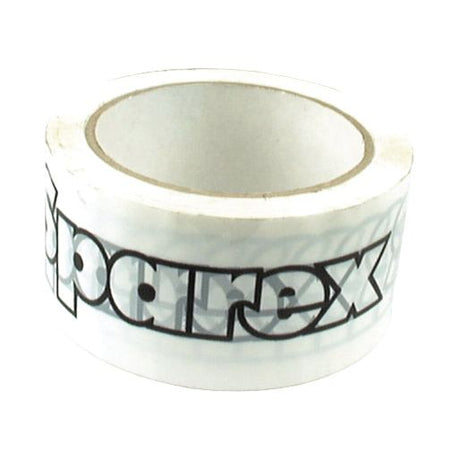 A roll of Sparex Brand Tape, measuring 50mm in width and 66m in length, with the brand name "Sparex" printed in bold black letters repeatedly on its clear polypropylene surface.