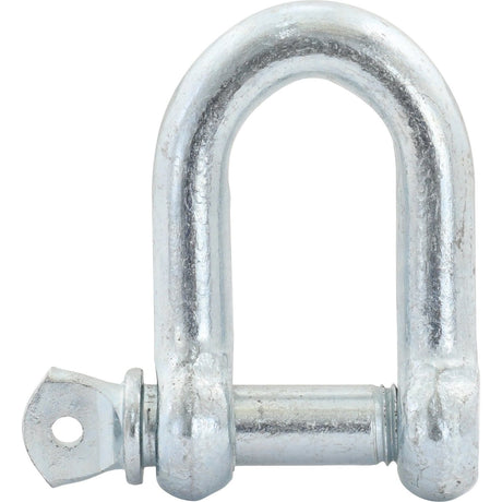 The Sparex Screw Type D Shackle, with a pin diameter of 19mm and a jaw width of 37mm (Part No. S.4664), is made from galvanized mild steel and features a removable pin, making it ideal for securing and lifting applications.