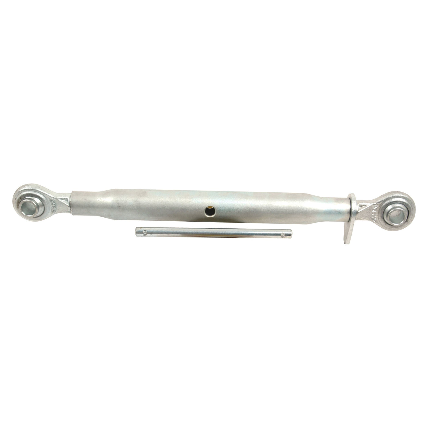 A Top Link (Cat.1/1) Ball and Ball from Sparex, featuring a 1 1/8'' threaded rod positioned below it, with a minimum length of 485mm, often used for adjusting tractor end attachments.