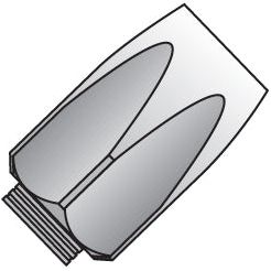 A diagram of a rocket nose cone with two internal compartments, a threaded section at the base, and a Sparex Hydraulic 2-Piece Re-usable Coupling Ferrule 1/4'' 1-wire non-skive (Sparex Part No. S.4734) for secure attachment.