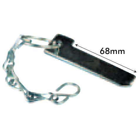Flat Cotter Pin with Chain featuring an attached flat rectangular piece measuring 68mm, available as Agripak (2 pcs.) | Sparex Part No.S.4786.