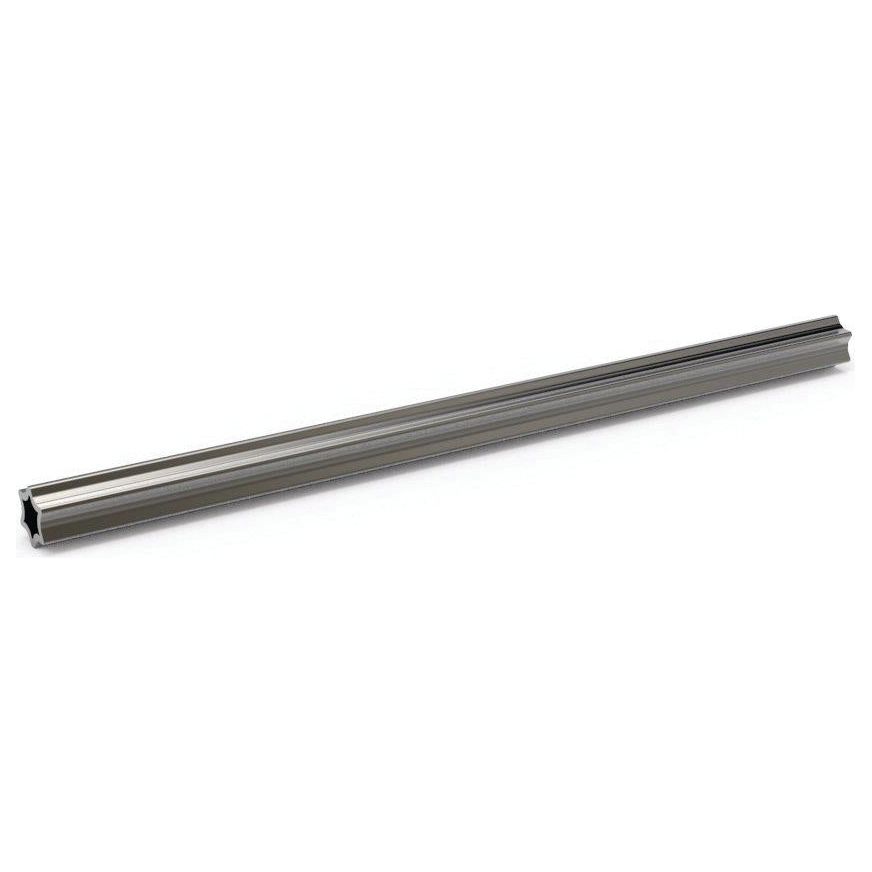 A single, long PTO Tube with a star profile design, viewed from an angle against a plain white background—Sparex alternative to S.4821 with a sleek tube profile star.