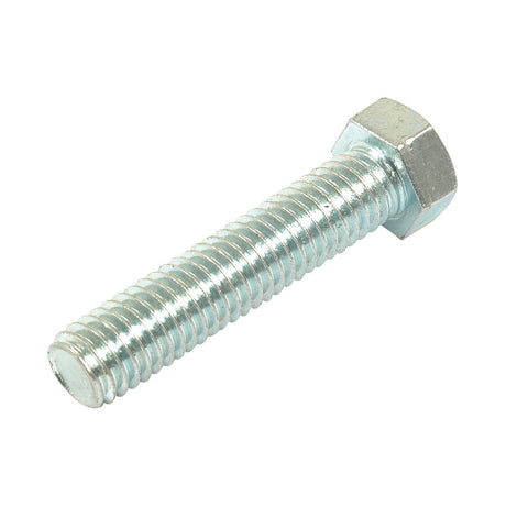 A close-up view of the Sparex Imperial Setscrew, 5/8'' x 1 1/2'' UNC (ASME B18.2.1) with a tensile strength of 8.8, zinc-plated and silver-colored, shown on a white background.