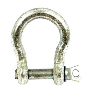 The Sparex Bow Shackle, Pin Ø6mm - S.4867, is a silver metal bow shackle with a screw pin, commonly used in lifting and rigging applications, featuring robust galvanized construction for enhanced durability.