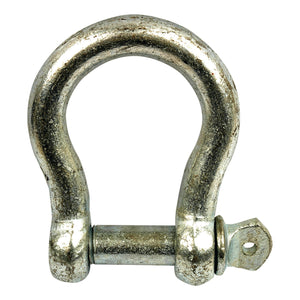 The Bow Shackle with a Pin Diameter of 22mm, model S.4874 by Sparex, is a metal shackle featuring a durable galvanized finish, typically used for lifting or rigging applications.