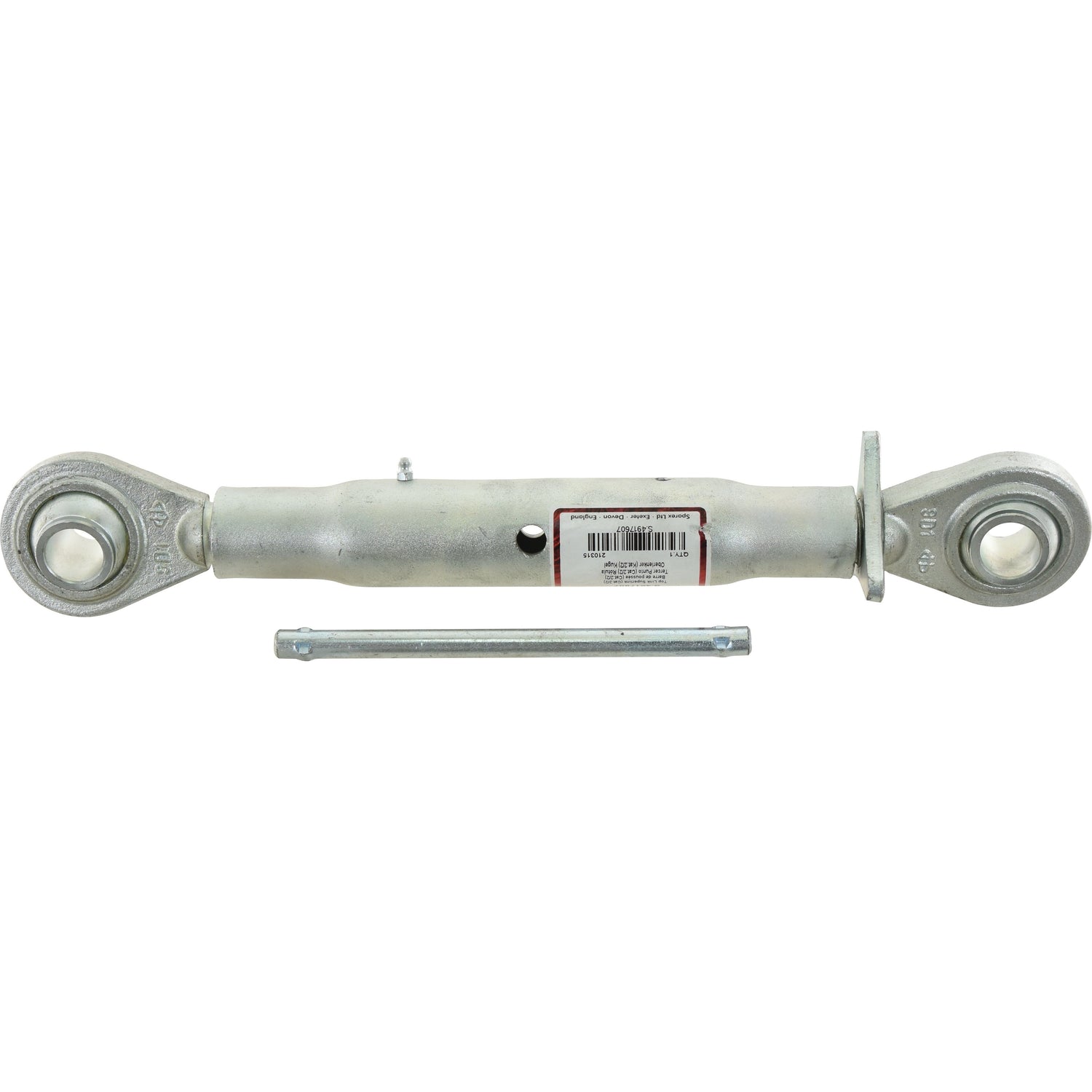 The Top Link Heavy Duty (Cat.2/2) Ball and Ball by Sparex, measuring 1 1/4" with a minimum length of 420mm, boasts a robust hexagonal adjustment body with metal pins and UNC threads for dependable performance.