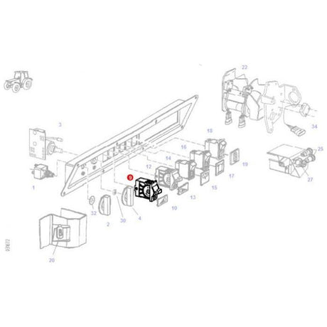 Fendt - Worklight Switch - X830241251000 - ACP0482240 - Farming Parts