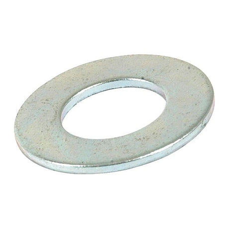 The Sparex Metric Flat Washer, Product No. S.4977, is a flat, silver metal washer with an inner diameter of 11.1mm, outer diameter of 24mm, and a thickness of 2.5mm. It is commonly used in mechanical applications to distribute load or serve as a spacer and conforms to DIN 125A standards.