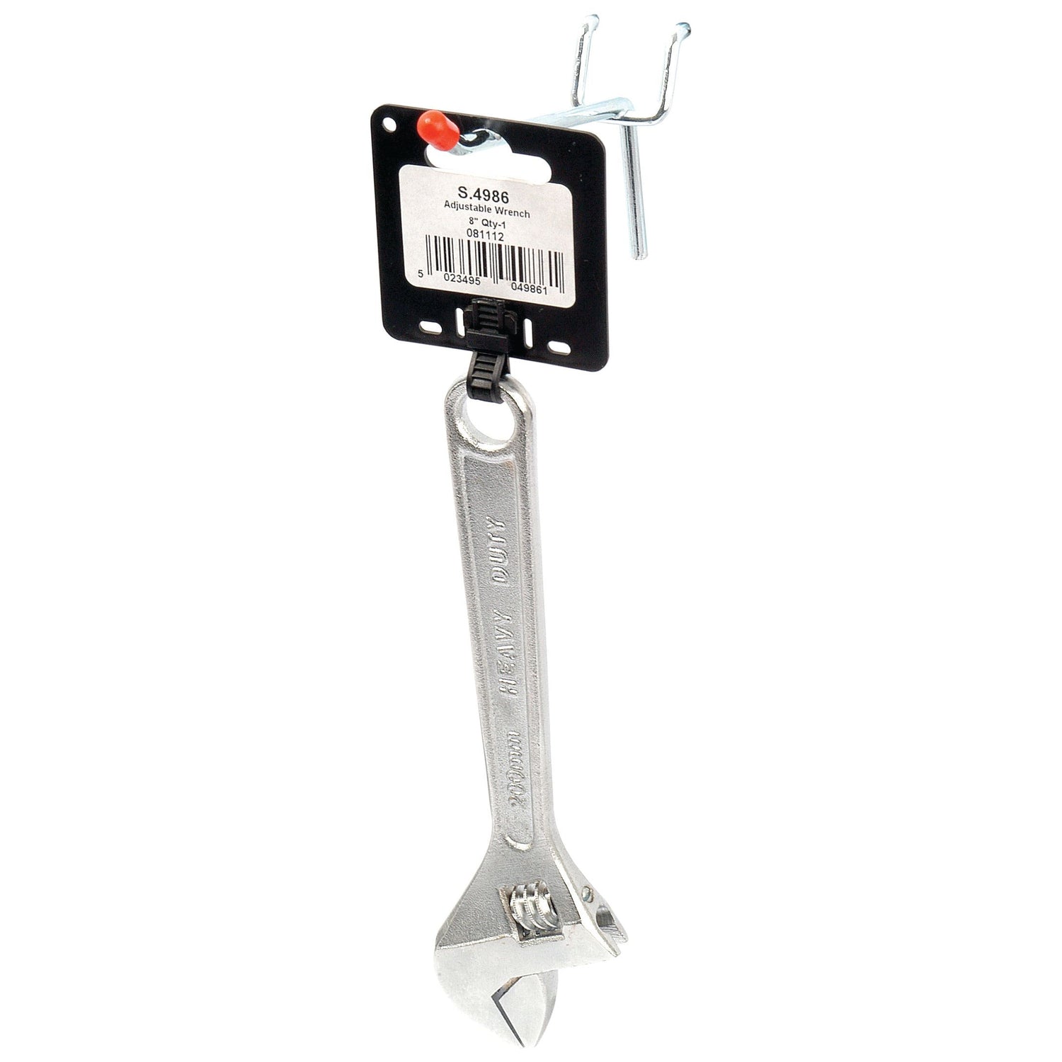 Displayed in the Agripak section is a Sparex Adjustable Spanner - Length 200mm (8''), labeled with packaging that includes a barcode and specifications such as jaw width and length, hanging from a display hook.