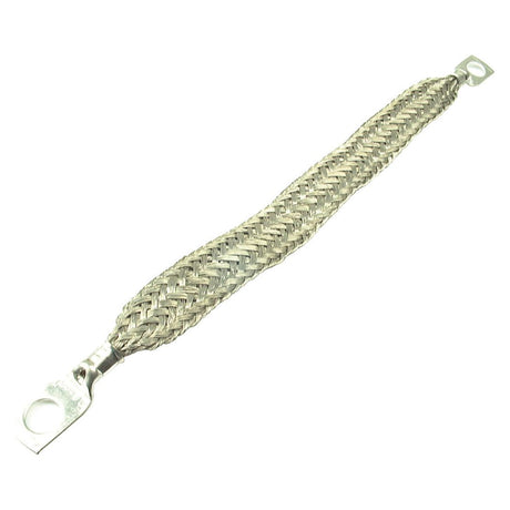 A Sparex Battery Strap, Earth/Negative (Bolt) measuring 300mm in length, made of braided tinned copper wire with terminal connectors on both ends. Product code: S.50033.