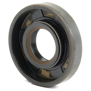 The Sparex Metric Rotary Shaft Seal, part number S.50165, is a circular metal component designed for use in mechanical systems as a seal. Featuring dimensions of 15 x 35 x 7mm, it includes a double lip design and a coiled spring around the inner ring to enhance sealing performance.