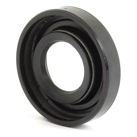 The Sparex Metric Rotary Shaft Seal (Part No. S.50173) is a black rubber oil seal, measuring 17 x 35 x 7mm, with a circular shape and a metal spring around the inner edge. This product features a double lip design for enhanced durability.