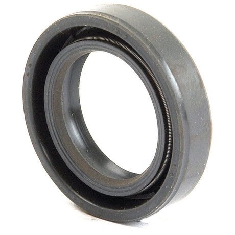 A close-up of the Sparex Metric Rotary Shaft Seal (Sparex Part No. S.50180), featuring a black rubber construction with an internal metal spring, designed for mechanical applications to prevent oil leakage. This 20 x 30 x 7mm seal features a double lip for enhanced protection.