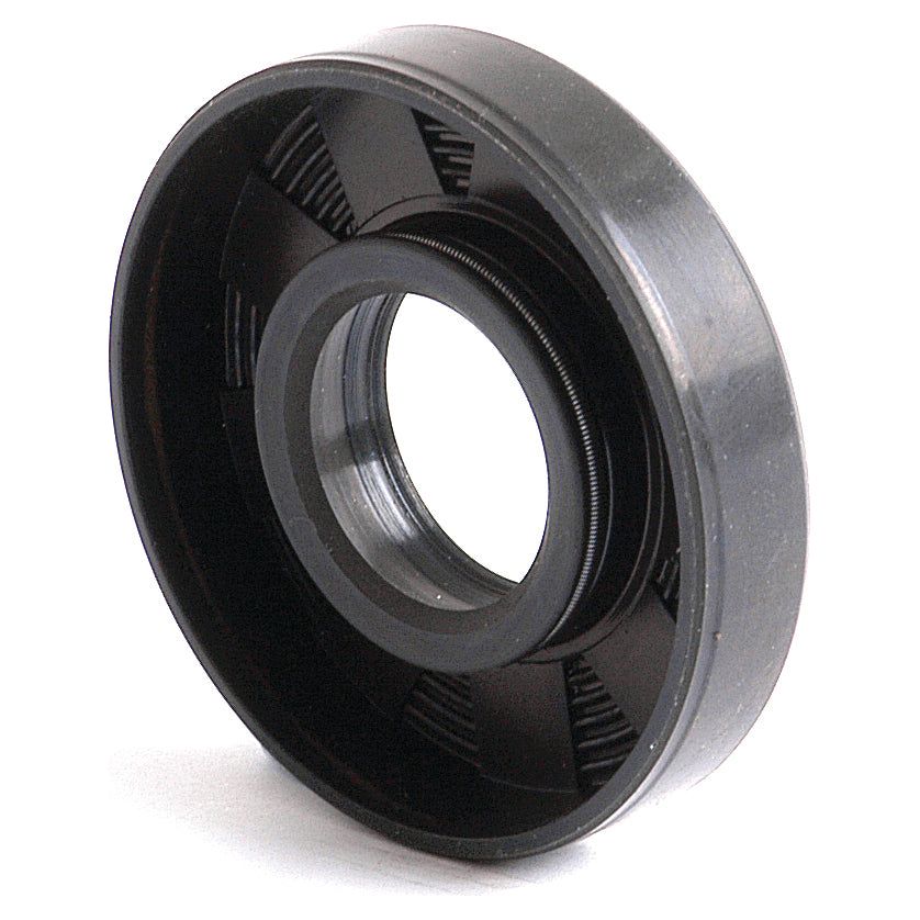 Close-up image of a black rubber oil seal with a metal core, commonly known as the Sparex Metric Rotary Shaft Seal, 20 x 47 x 10mm Double Lip (Part No. S.50189). This double lip seal is typically used in machinery, including Ford / New Holland equipment, to prevent leaks and contain lubricants.