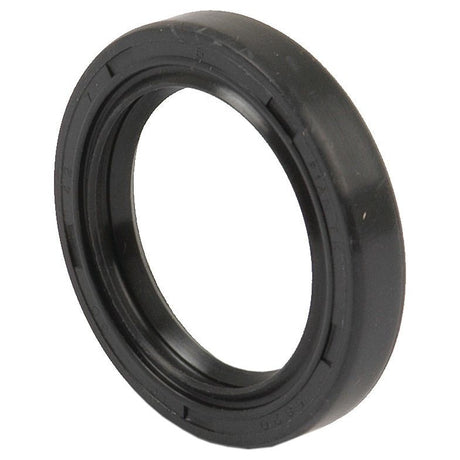 A Sparex Metric Rotary Shaft Seal, identified as Part No. S.50236, sized 30 x 42 x 7mm, viewed from an angle, reveals its circular shape and ridged surface. This black rubber seal features a Double Lip design.