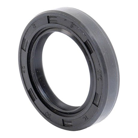 The Sparex Metric Rotary Shaft Seal (Part No. S.50237) in black rubber features clear markings indicating its dimensions of 30 x 45 x 8mm. This Double Lip design ensures superior sealing performance.