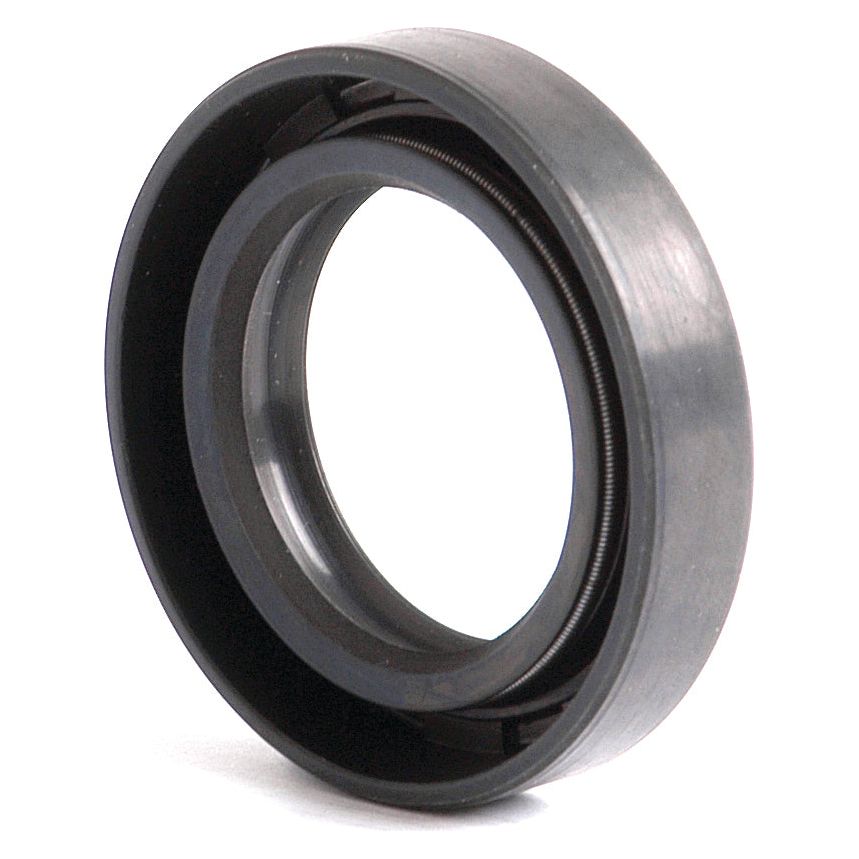 Close-up image of a black circular Sparex Metric Rotary Shaft Seal, featuring an inner spring component and a double lip design, sized 30 x 47 x 10mm for industrial applications (Sparex Part No. S.50240).