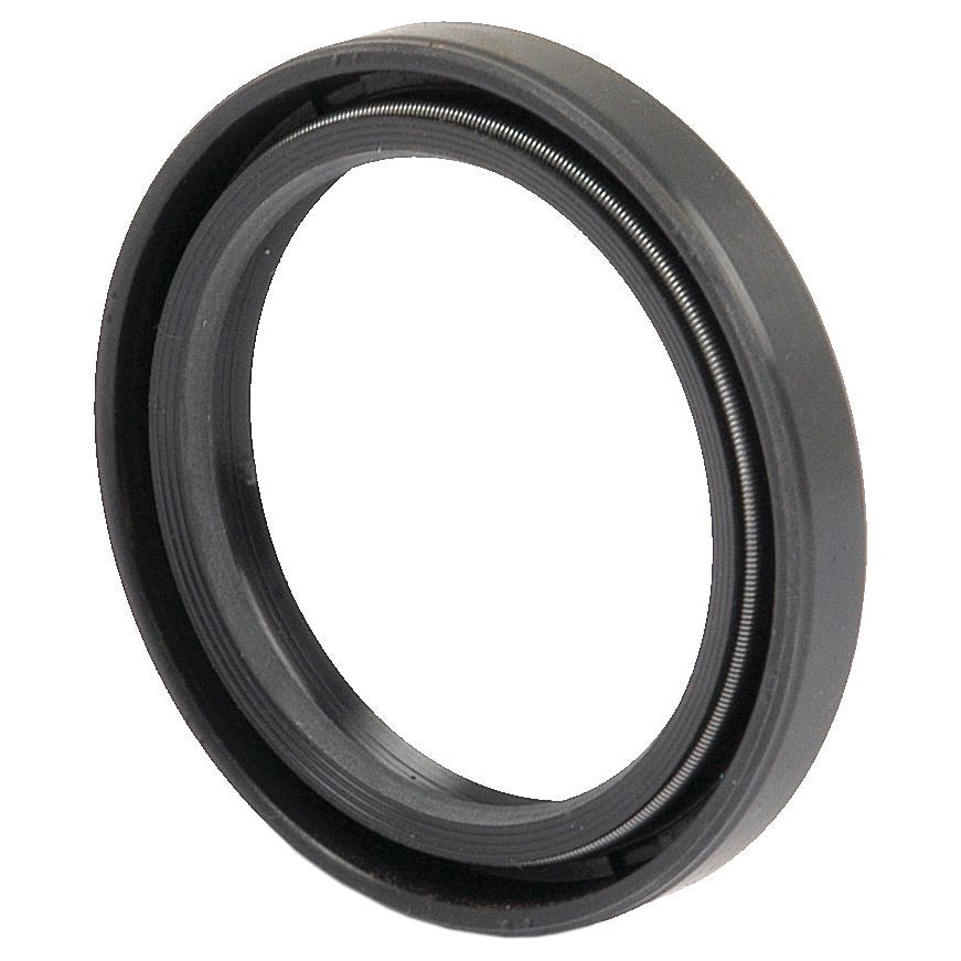 Close-up of the Sparex Metric Rotary Shaft Seal, featuring a double lip design with threading around the inner and outer edges, making it ideal for fitting or connecting parts. This seal measures 38 x 50 x 7mm, ensuring precise and secure connections (Sparex Part No.S.50300).