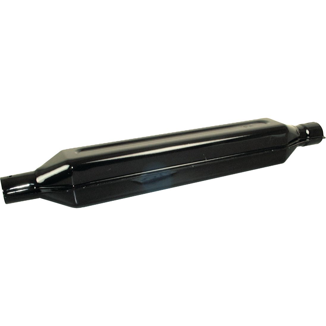 A black, rectangular automotive muffler with rounded ends, designed for the exhaust system of a vehicle. The Sparex Silencer - Vertical - S.5031 ensures efficient noise reduction and durability.
