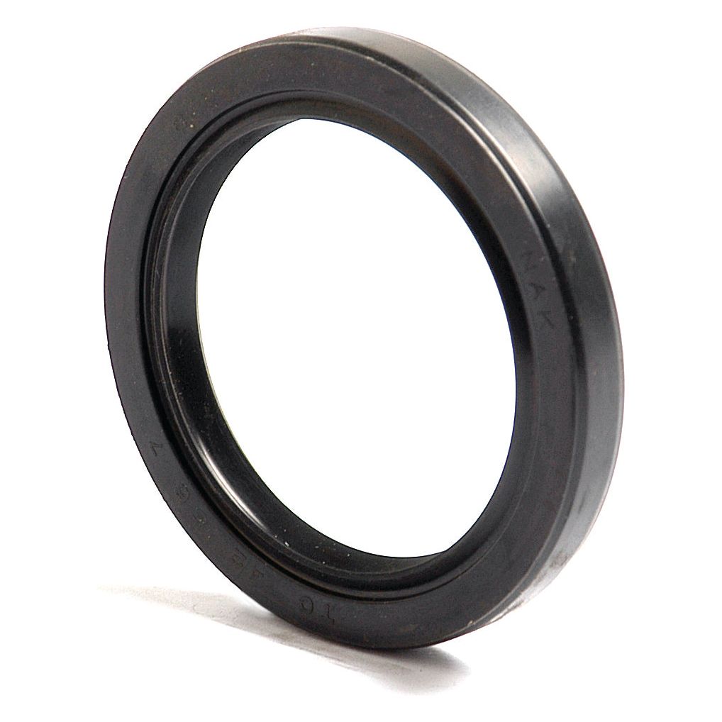 A close-up view of the Sparex Metric Rotary Shaft Seal, 42 x 56 x 7mm Double Lip (Part No. S.50333), typically used in mechanical applications to prevent leakage. This black rubber seal's double lip design ensures enhanced sealing performance.