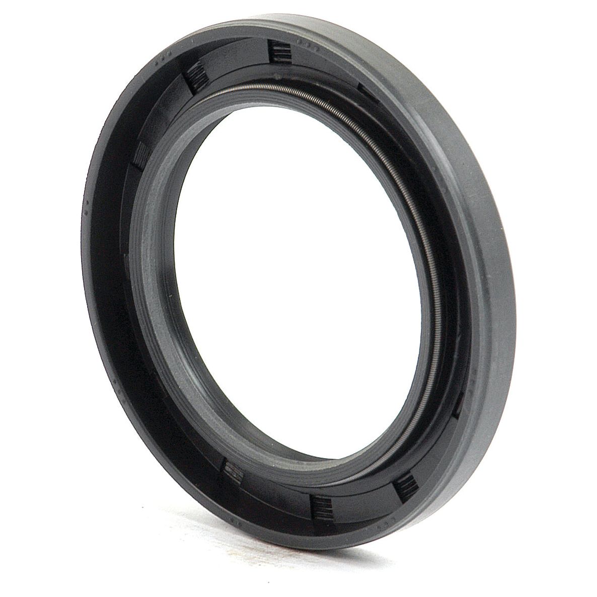 The Sparex Metric Rotary Shaft Seal, 50 x 72 x 8mm Double Lip (Part No. S.50378), is a black rubber oil seal ring with inner ridges, designed to effectively prevent the leakage of lubricants in machinery.