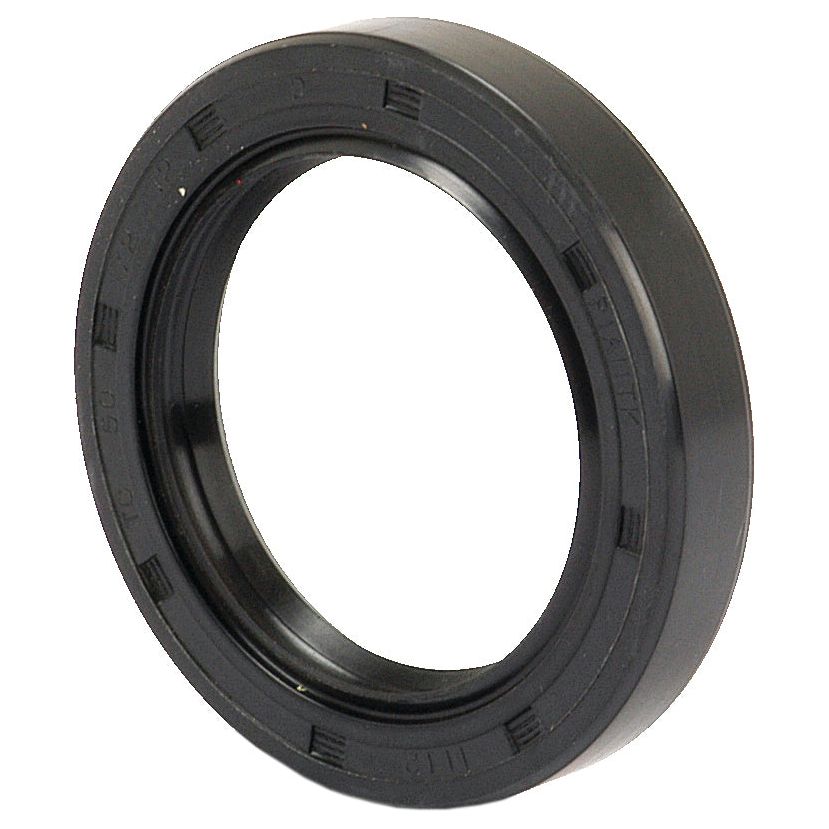 A black rubber oil seal from Sparex, part number S.50380, featuring a circular shape and textured edges, designed for machinery or automotive applications. This 50 x 72 x 12mm double lip metric rotary shaft seal ensures optimal performance and durability.