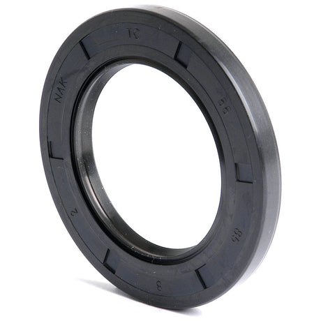 A close-up view of the Sparex Metric Rotary Shaft Seal, 55 x 85 x 8mm Double Lip (Sparex Part No. S.50410), a black circular seal commonly used in machinery to prevent the leakage of lubricants.