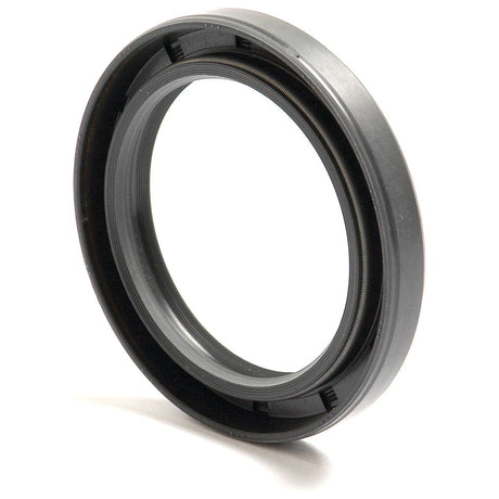 A black circular rubber seal, identified as the Sparex Metric Rotary Shaft Seal measuring 58 x 80 x 10mm with a double lip (Part No. S.50418), often utilized in mechanical or automotive applications, is displayed on a white background.