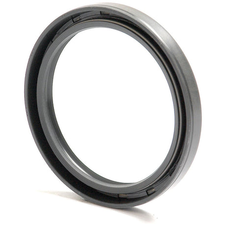 A close-up view of a black, circular mechanical seal or ring, typically used in machinery for sealing components. This Sparex Metric Rotary Shaft Seal, with dimensions of 60 x 75 x 8mm and sporting a double lip design (Sparex Part No. S.50421), is crafted for durability and suitability across various applications.