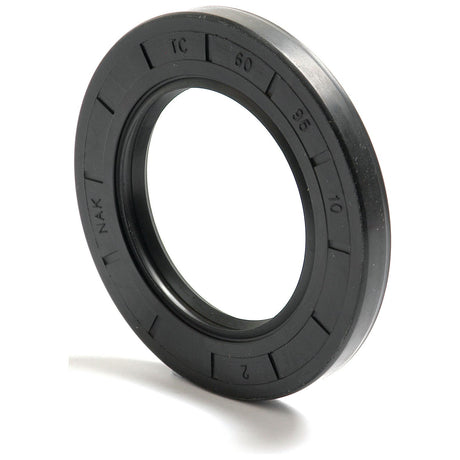 A black rubber oil seal with numeric and letter markings, identified as a Sparex Metric Rotary Shaft Seal, 60 x 95 x 10mm Double Lip (Sparex Part No.S.50430), is shown in an upright position on a white background.