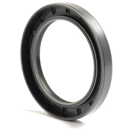 A circular black mechanical seal, the Sparex Metric Rotary Shaft Seal (Part No. S.50432), featuring a clear transparent center and a 62 x 85 x 10mm double lip design, is perfect for use in machinery to prevent leakage.