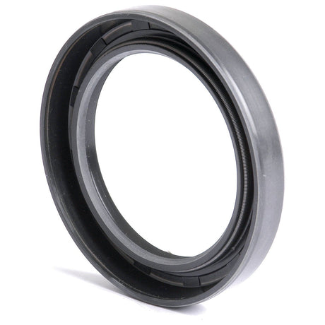 Introducing the Sparex Metric Rotary Shaft Seal, 65 x 90 x 12mm Double Lip (Part No. S.50438) – a round, black seal featuring concentric rings and a smooth outer edge, designed to prevent leakage and ensure the smooth operation of machinery.