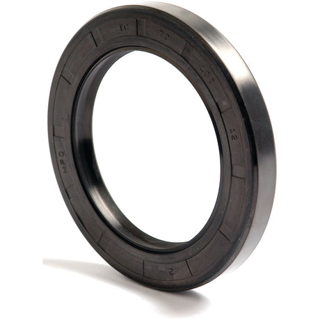 The Sparex Metric Rotary Shaft Seal, Part No. S.50447, is a circular black rubber oil seal measuring 70 x 100 x 12mm, with an inner metal ring and specifications marked along the rim. It features a double lip design for enhanced performance.