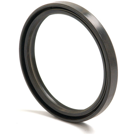 Close-up of the Sparex Metric Rotary Shaft Seal, Part No. S.50453, featuring a 75 x 90 x 10mm black circular rubber oil seal with a metal ring and Double Lip design to prevent leakage in mechanical systems.