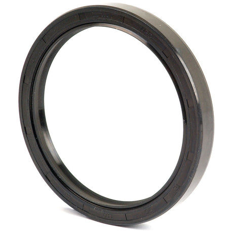 A black rubber oil seal with a circular shape and ridged inner edge, designed as a Double Lip Metric Rotary Shaft Seal from Sparex, used for preventing leaks and contamination in machinery. The specific product is the Metric Rotary Shaft Seal, 85 x 110 x 12mm Double Lip | Sparex Part No.S.50463.