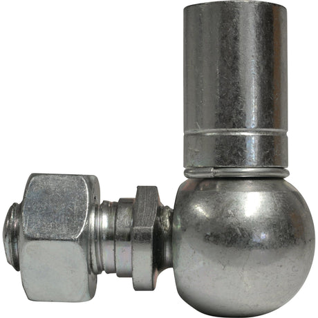 Close-up of a stainless steel industrial swivel fitting featuring a hexagonal bolt on one side and a smooth, rounded CS Type Ball Joint on the other. This fitting, produced by Sparex as part no. S.50854, conforms to DIN 71802 standards and features an M12 x 1.75 thread size.