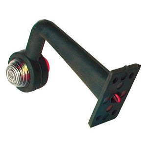 A black automotive suspension arm featuring a red coil spring, a flat mounting plate, and an E Approved design is available as the Outline Marker Light - Front/Rear (Halogen) by Sparex, suitable for both RH & LH applications with a 12V power specification.