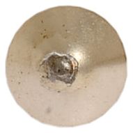 A close-up of a small, round, slightly tarnished metal object with a dented center, resembling the base of an old Sparex Light Bulb (Filament) 12V, 5W, SV8.5.