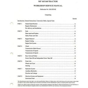 Massey Ferguson - 165/168 Workshop Manual - 1856028M2 - Farming Parts