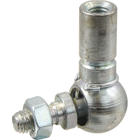 A close-up view of the CS Type Ball Joint, M5 x 0.80 DIN (Sparex Part No. S.51301), featuring a threaded rod, nut, and washer, showcasing industrial hardware parts manufactured by Sparex to meet DIN 71802 standards.