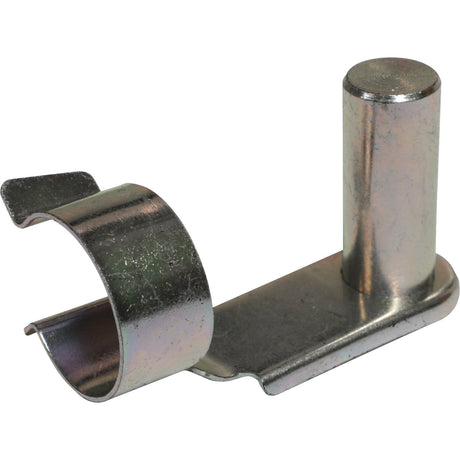 The Sparex Metric Clevis Pin & Clip M6.0 x 12mm (Part No. S.51332) features a metallic clip with a cylindrical 6X12MM protrusion and a curved clasp on a flat base, making it ideal for securing clevis pins in place.