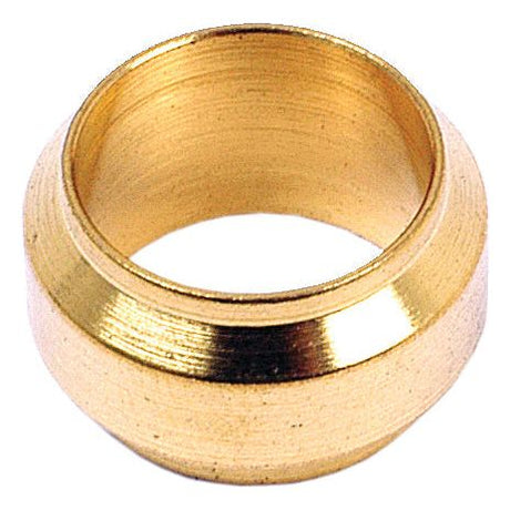 A close-up image of the Brass Fuel Line Olive Ø10mm (Sparex Part No. S.5140), often used in plumbing and sold by Sparex, to create a secure seal in pipe joints.