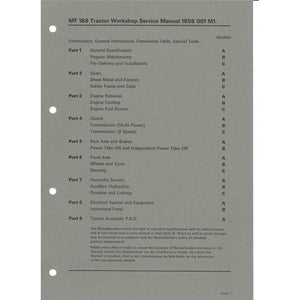 Massey Ferguson - 188 Workshop Manual - 1856001M1 - Farming Parts