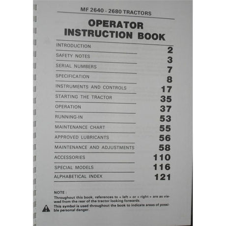 Massey Ferguson - 2600 Series Operators Manual - 1646296M2 - Farming Parts