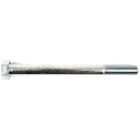 Close-up of a metallic Metric Bolt M14x160mm (DIN 931) with a threaded end, zinc plated for durability, set against a white background. This bolt is the Sparex Part No. S.51605 by Sparex.