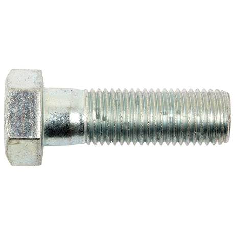 The Sparex Metric Bolt M22x70mm (DIN 931) with a threaded shaft and zinc plating for extra durability is displayed on a plain white background.