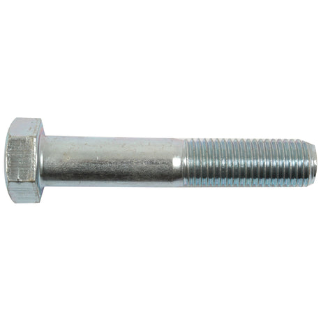 A close-up view of the Sparex Metric Bolt M24x80mm (DIN 931) with a partially threaded shank, lying horizontally against a white background. This bolt conforms to DIN 931 standards and features a zinc plating for enhanced corrosion resistance.