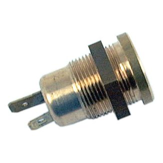 A metallic cylindrical electrical component with two prongs and a threaded body, resembling the Sparex Beacon Fixing Pin (Screw Type) S.51736, used for various electronic applications.